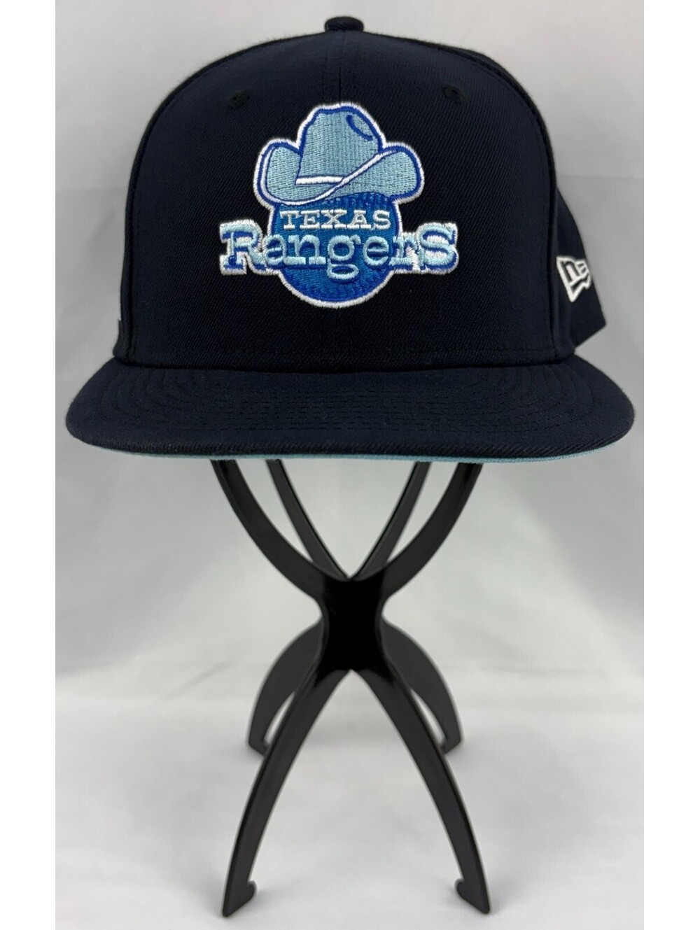 New Era 59FIFTY Size 7 5/8 Black Fitted Baseball Cap Hat Texas Rangers